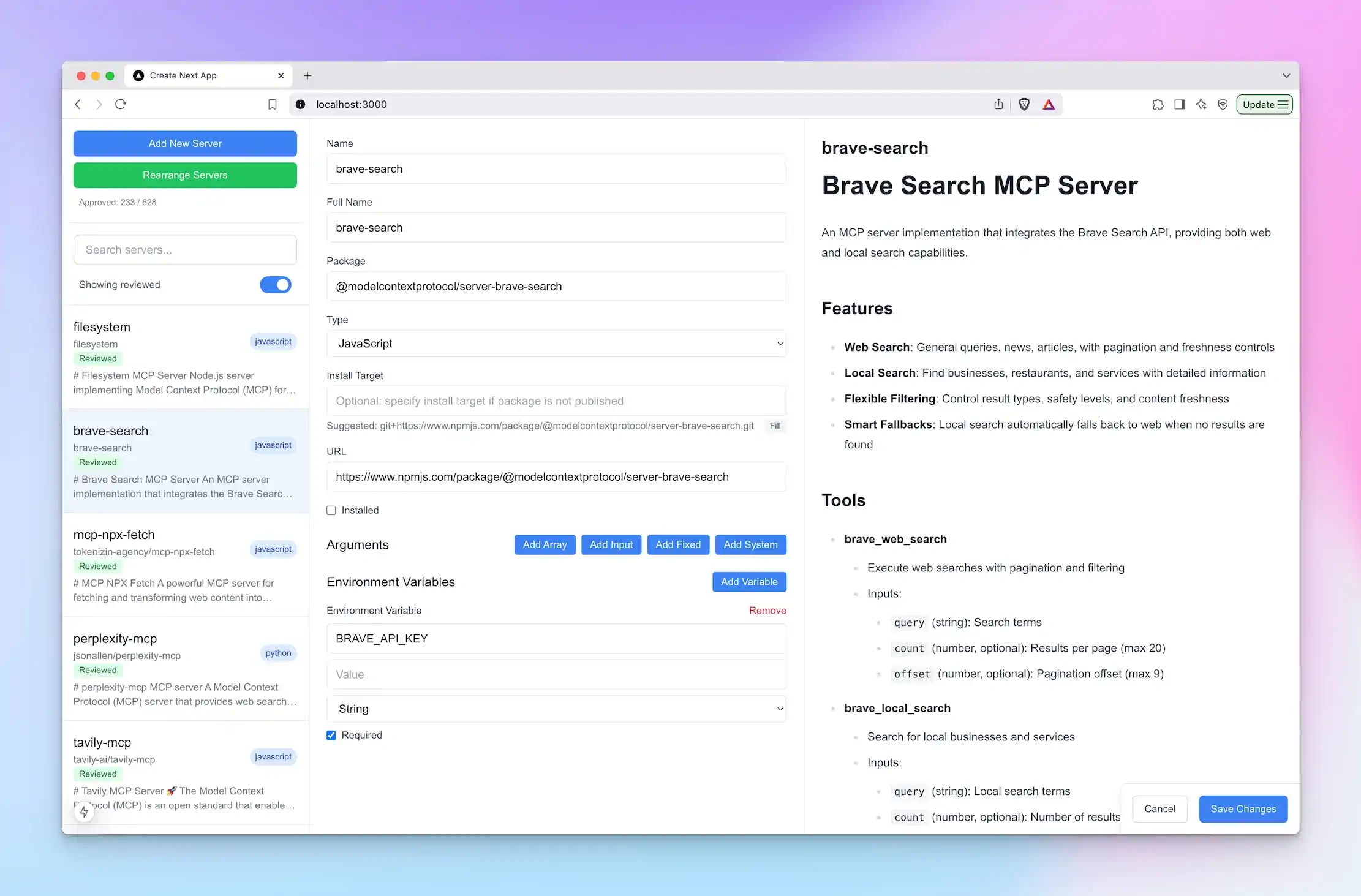 MCP servers review dashboard